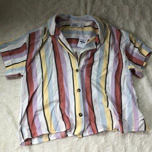 Multi-Colored Cropped Hollister Blouse